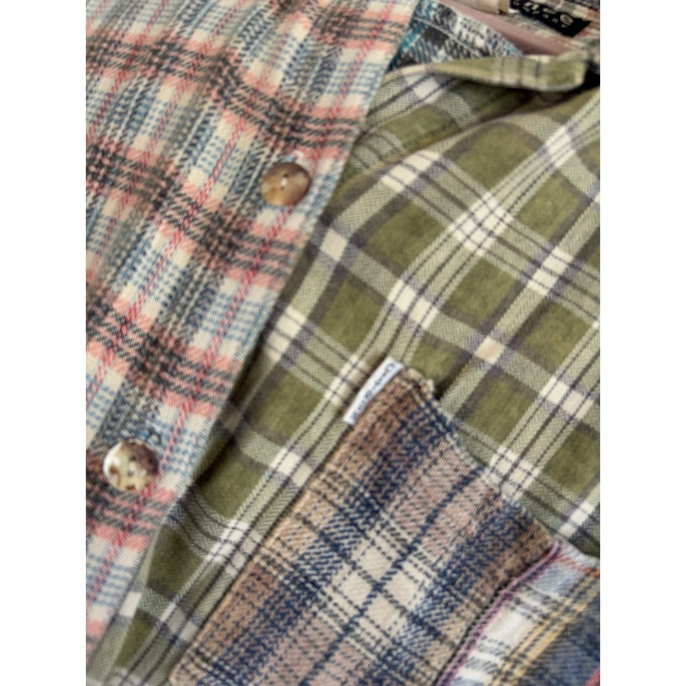 Sundance X Citron Vintage Patchwork Plaid Duster Grunge Shirt Dress 90s O/S - Picture 4 of 6